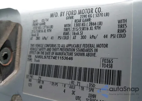 2014 Ford Transit Connect Xl z USA, uszkodzony, nr VIN NM0LS7E74E1153646